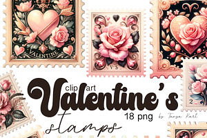 Valentine's Day Retro Stamp Clipart