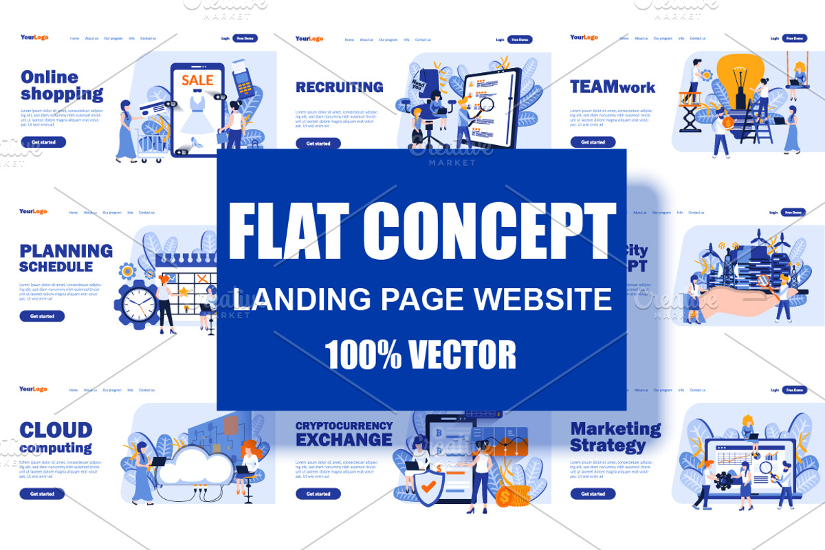 Flat Design Landing Page, a Finance Illustration by alexdndz (Photo 1 of 11)