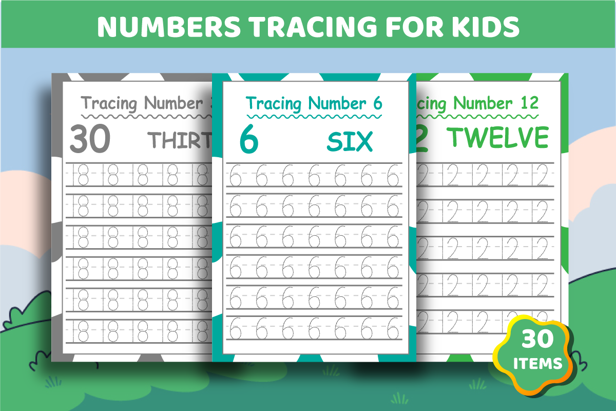 Numbers Tracing for Kids, an Object Graphic by ElimesherStudio