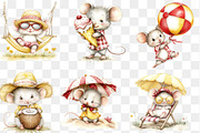 Cute Watercolor Beach Mouse Clipart, a Seasonal Illustration by Designking (Thumbnail 4 of 4)