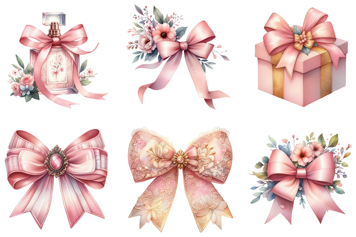 Soft Pink Watercolor Coquette Bow, an Illustration by DreamArtGraphic (Photo 2 of 4)