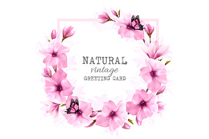 Nature Background With Pink Flowers