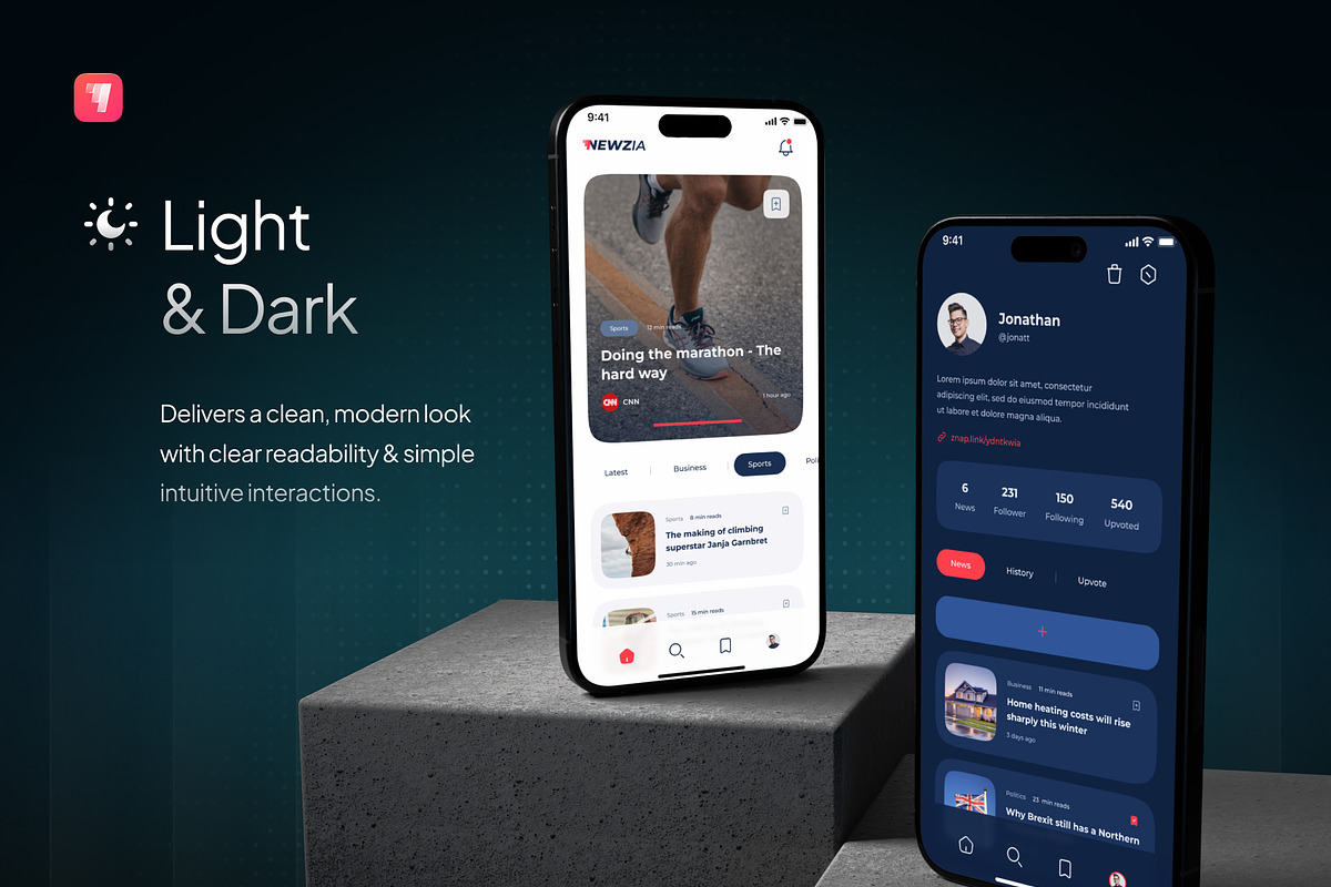 Newzia - Modern Mobile News UI Kit, an UI Kit Template by Rafiq | YDN (Photo 5 of 6)