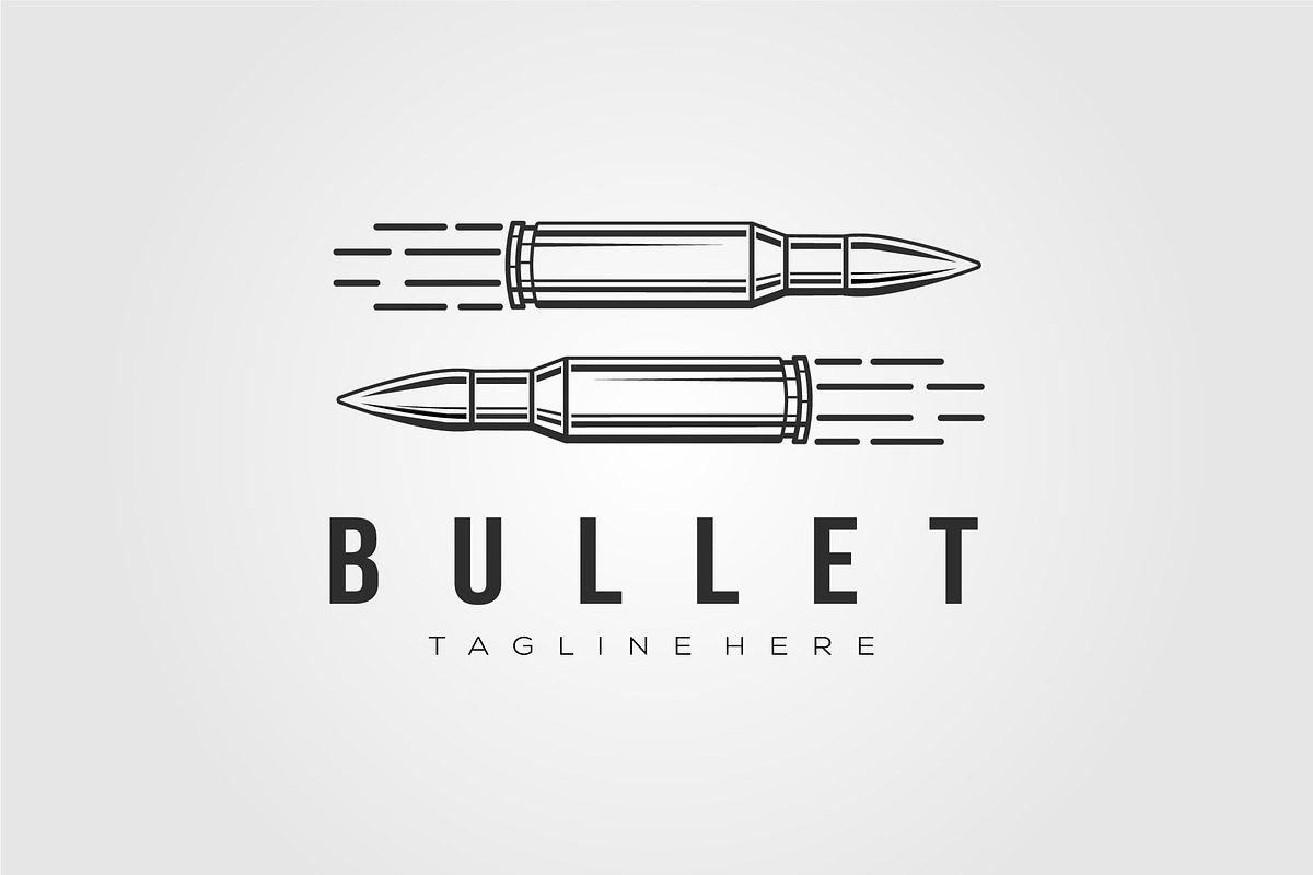 minimalist bullet ammunition logo, an Outline Icon by Rizkaarishandy_shop