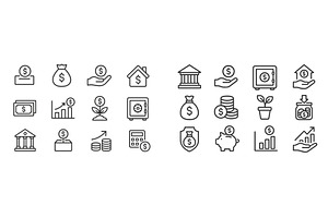 Collection of financial icons, a Finance Illustration by ZinetroN