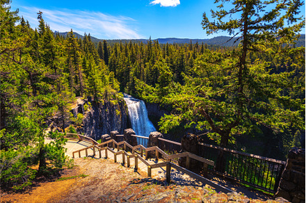 Salt Creek Falls with a wooden, a Nature Photo by Nick Fox
