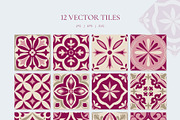 Mauve Tiles Vector Collection, a Decorative Illustration by Liliia Polos Illustration (Thumbnail 3 of 8)