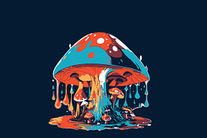 mushroom house Dripping t shirt, a Print Template by RAHMAT