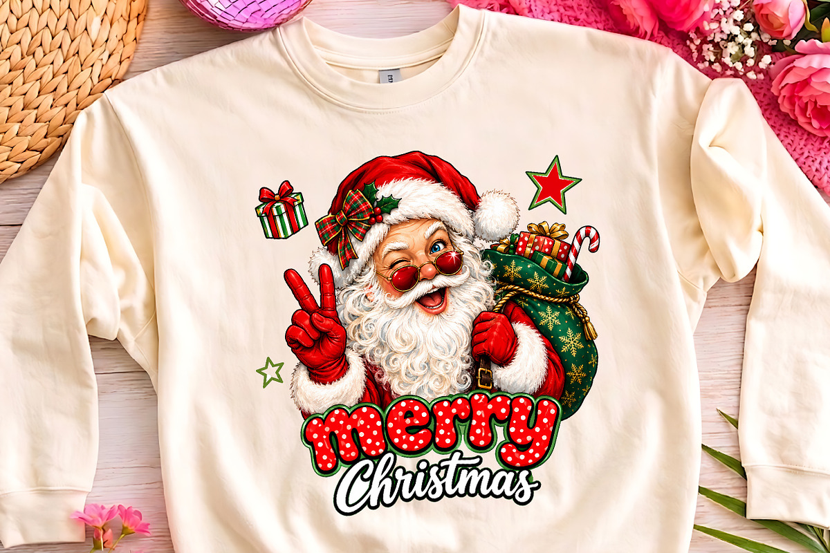 Merry Christmas Santa Peace PNG Art, a Seasonal Illustration by CrexoraLab (Photo 3 of 4)