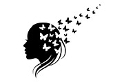 Woman Butterfly Hair Silhouette, an Object Illustration by yasushie (Thumbnail 23 of 31)