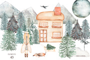 Watercolor Winter Town Collection, a Person Illustration by MayaNavits (Thumbnail 2 of 10)