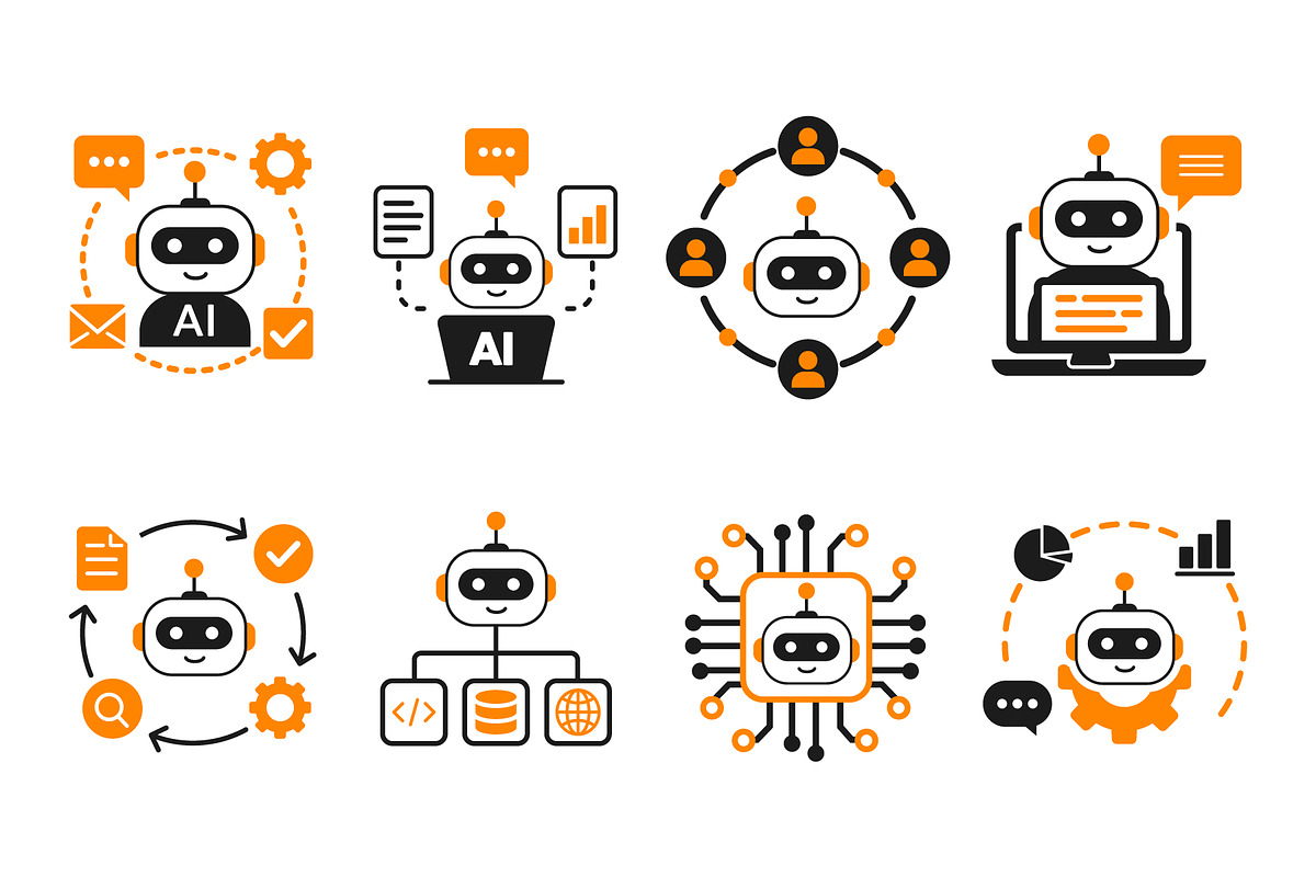 AI Robot Assistant Icons, a Solid Icon by Billah Hub (Photo 2 of 3)