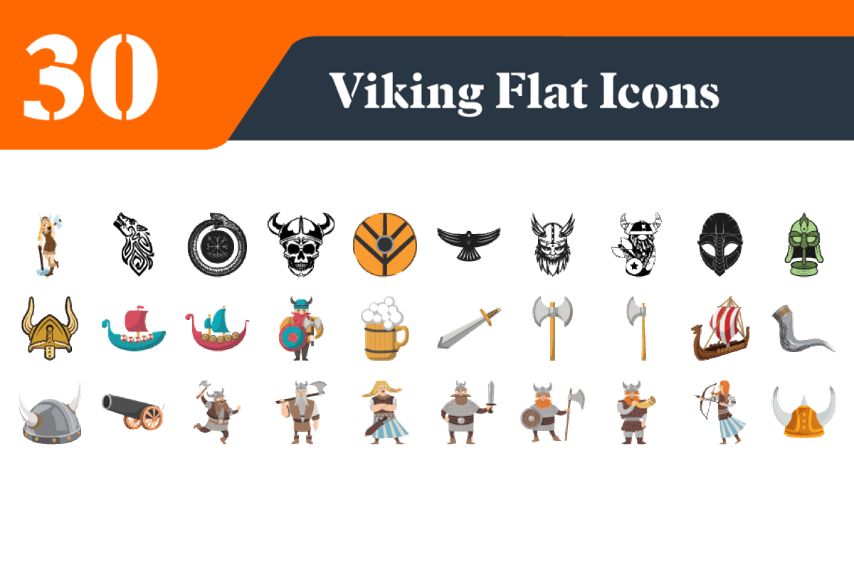 Viking Flat Icons Bundle, an Emoji Icon by EllaMaiyaali (Photo 1 of 3)