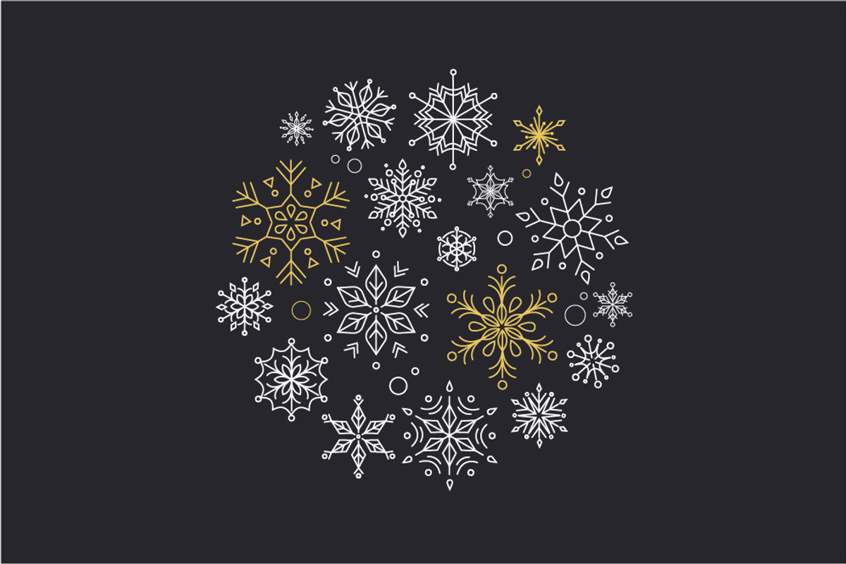 20 geometric snowflakes icons set, an Outline Icon by Marish (Photo 2 of 4)
