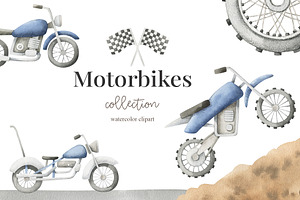 Motorbikes Watercolor Set