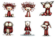 whimsical winter animals clipart, an Illustration by CreationArt (Thumbnail 2 of 7)