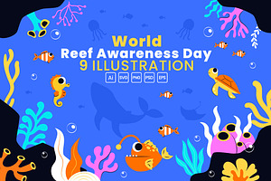 World Reef Awareness Day Vector, an Animal Illustration by denayunebgt