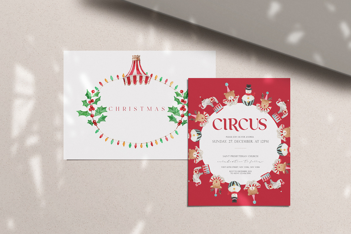 Watercolor Clipart-CHRISTMAS CIRCUS, a Decorative Illustration by Beigetime (Photo 12 of 12)