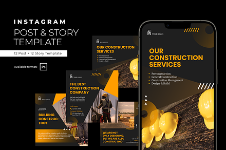 Bold Construction Company Instagram, a Social Media Template by peterdraw