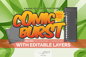 Comic Burst: layered PSD backgrounds