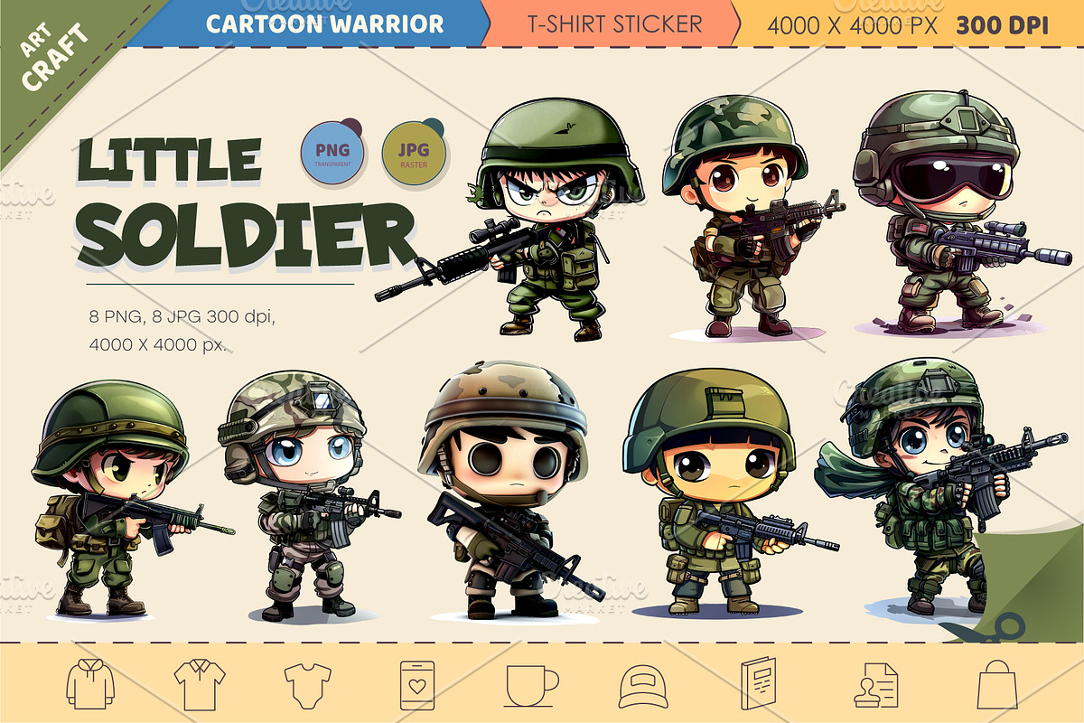 Little Cartoon soldier. TShirt, a Person Illustration by KENO Mascots (Photo 1 of 4)
