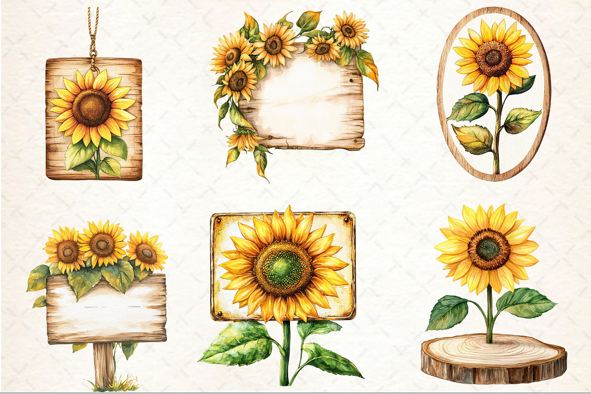 Summer Sunflowers Signs Clipart, an Illustration by Rose Art (Photo 3 of 3)