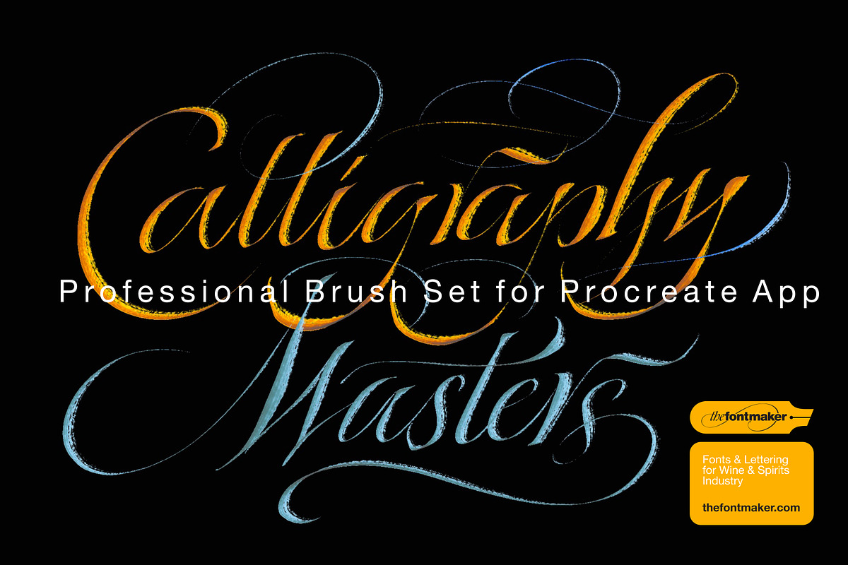 CalligraphyMasters Procreate Brushes, a Brush Add-On by the Fontmaker (Photo 1 of 38)