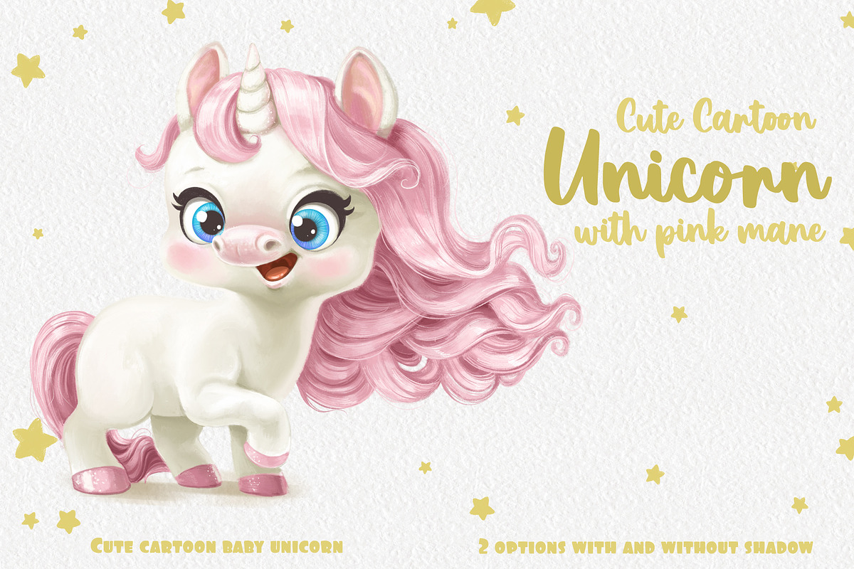 Cute cartoon baby Unicorn, an Animal Illustration by Azuzlikus (Photo 1 of 3)