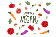 Vegan day background vector set, a Food Illustration by foxndeer (Thumbnail 4 of 4)