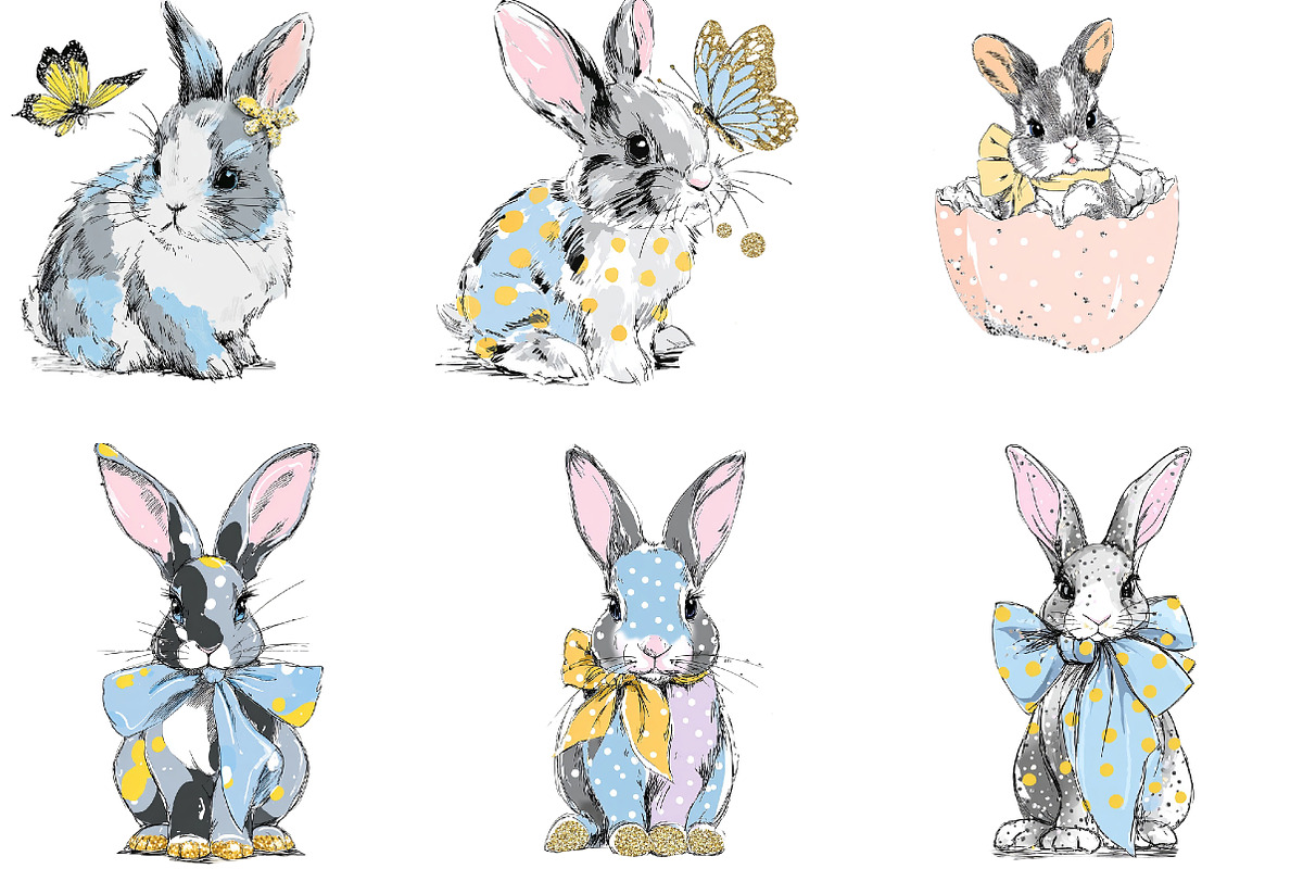 Glitter Easter Bunny Coquette, an Illustration by DreamArtGraphic (Photo 5 of 5)