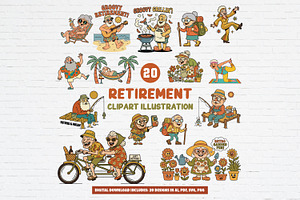 Funny Retirement Clipart Bundle, a Person Illustration by Guavanaboy