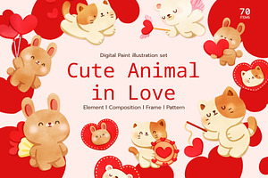 Cute Animal in Love Digital Painting, an Animal Illustration by CreativeValuation