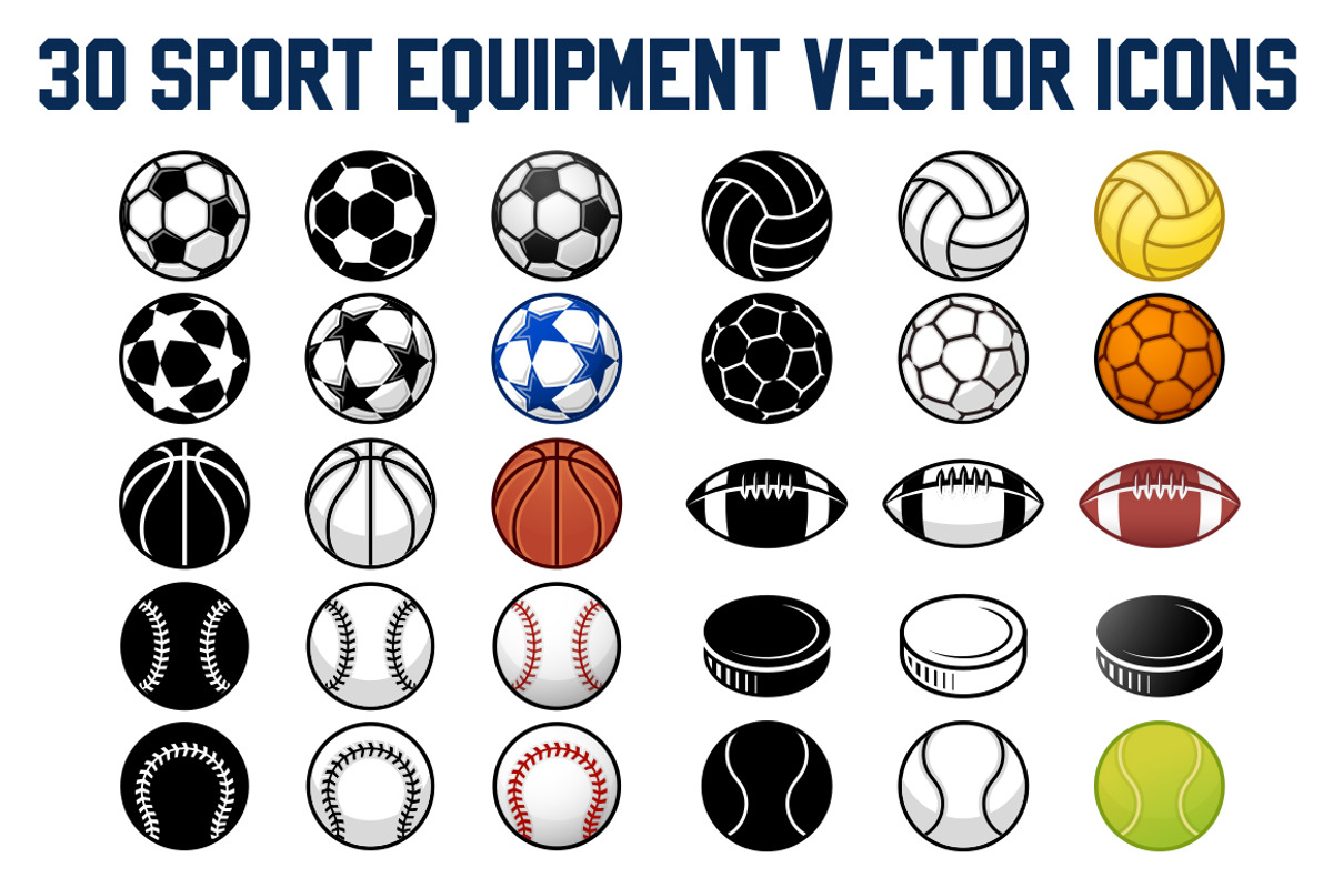 30 Sport Balls vector Icons Set, an Icon by Pingebat (Photo 1 of 3)