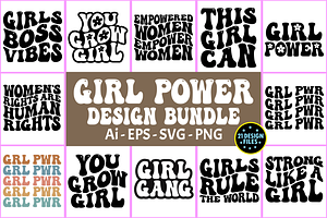 Girl Power Wavy Design Bundle Svg