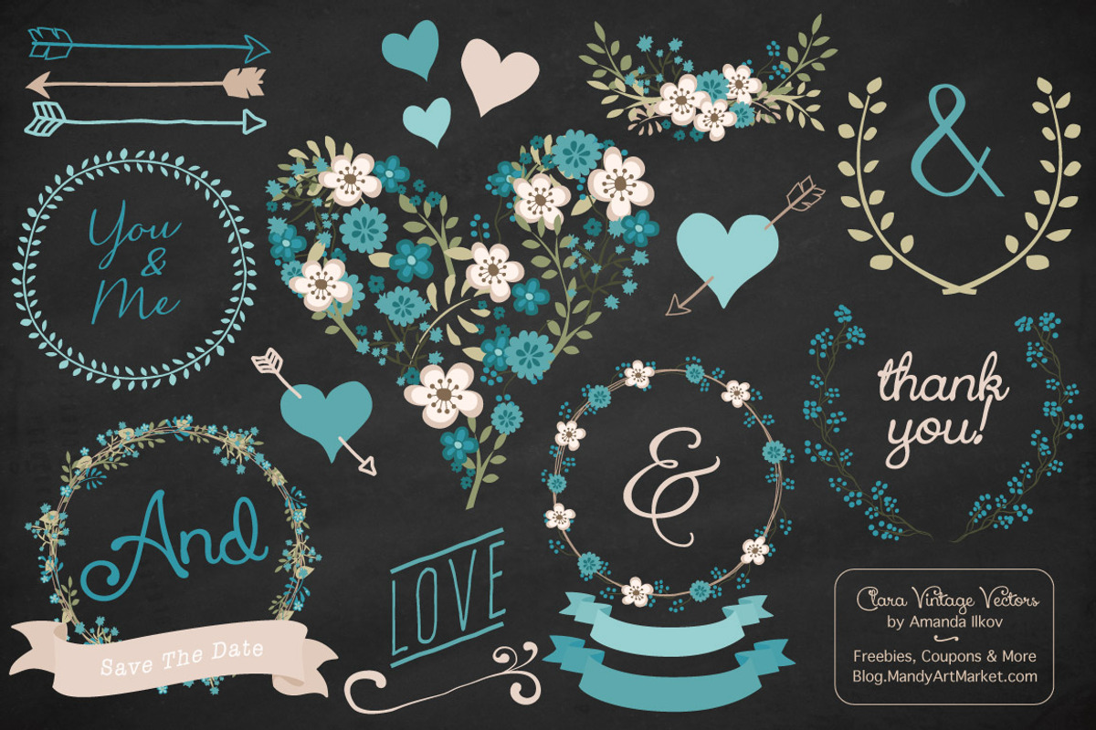 Vintage Blue Vector Wedding Flowers, an Illustration by Amanda Ilkov (Photo 2 of 4)