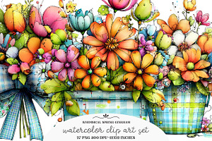 Whimsical Spring Gingham Clipart, an Illustration by GatewayDesign