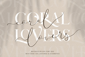 Coral Lovers SVG Watercolor Font Duo