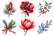 Festive Florals & Pinecones Clipart, an Illustration by Daily.Designs (Thumbnail 2 of 5)