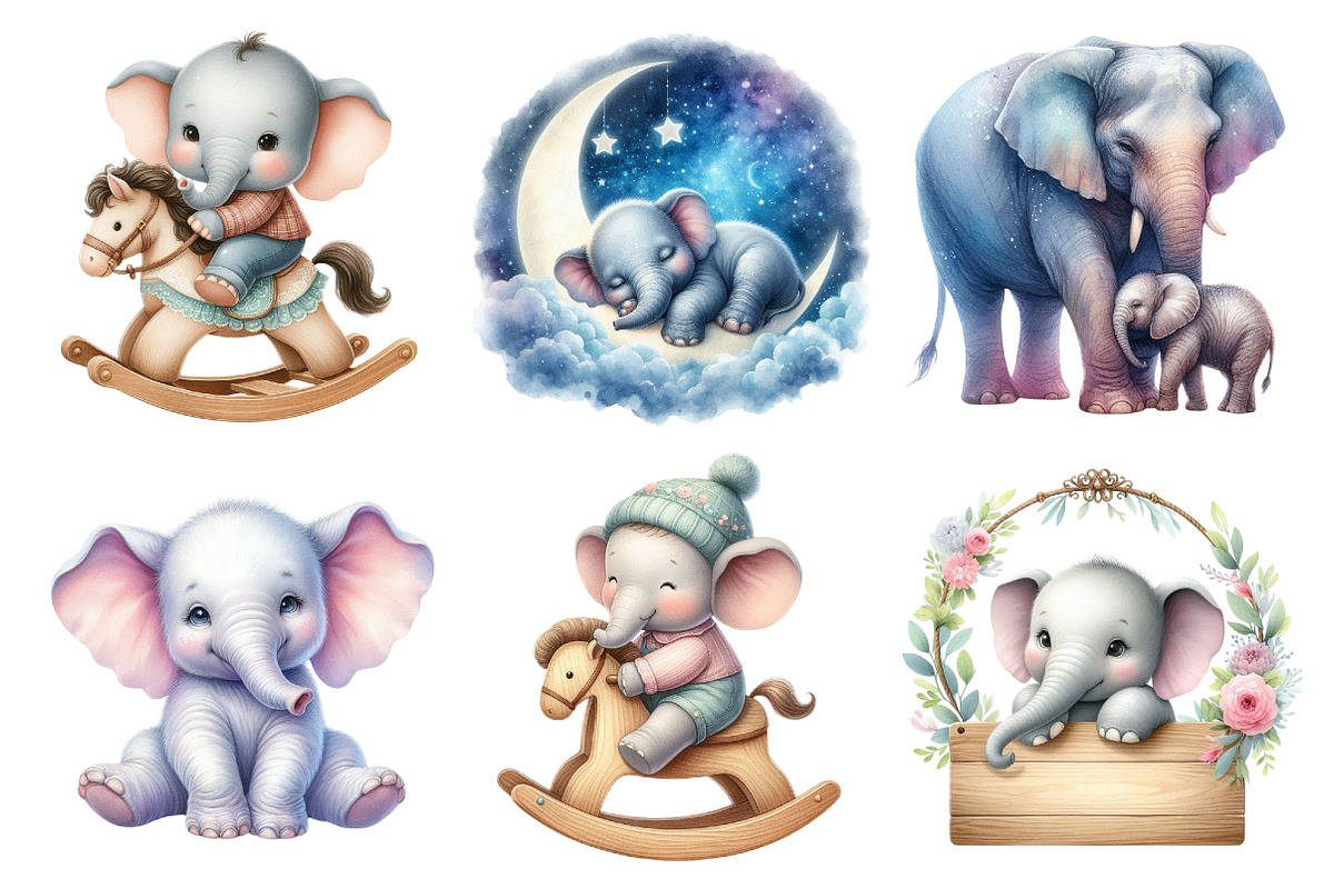 Elephant Baby Nursery Watercolor, a Graphic by CitraGraphics (Photo 3 of 4)