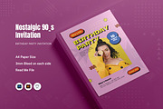 Nostalgic 90s Birthday Invitation, an Invitation Template by Fannan Studio (Thumbnail 1 of 2)