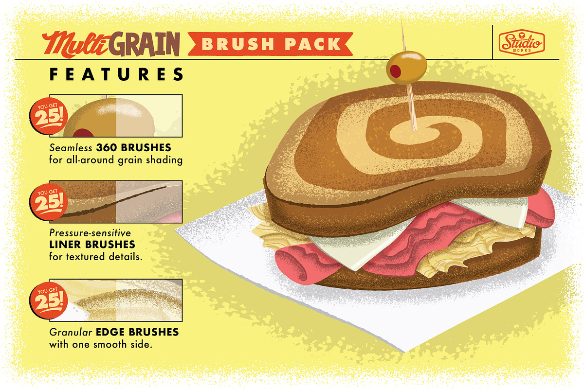MultiGRAIN Brushes for Illustrator, a Brush Add-On by StudioWorks (Photo 4 of 15)