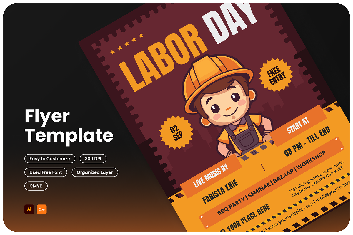 Labor Day Flyer, a Flyer Template by Annora Studio (Photo 1 of 5)