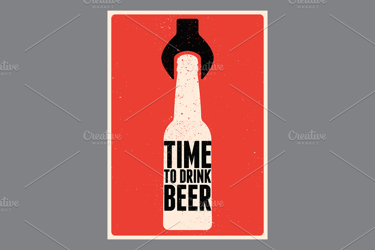 Beer time bottle vector poster set., a Food Illustration by PoPaShop (Photo 2 of 10)