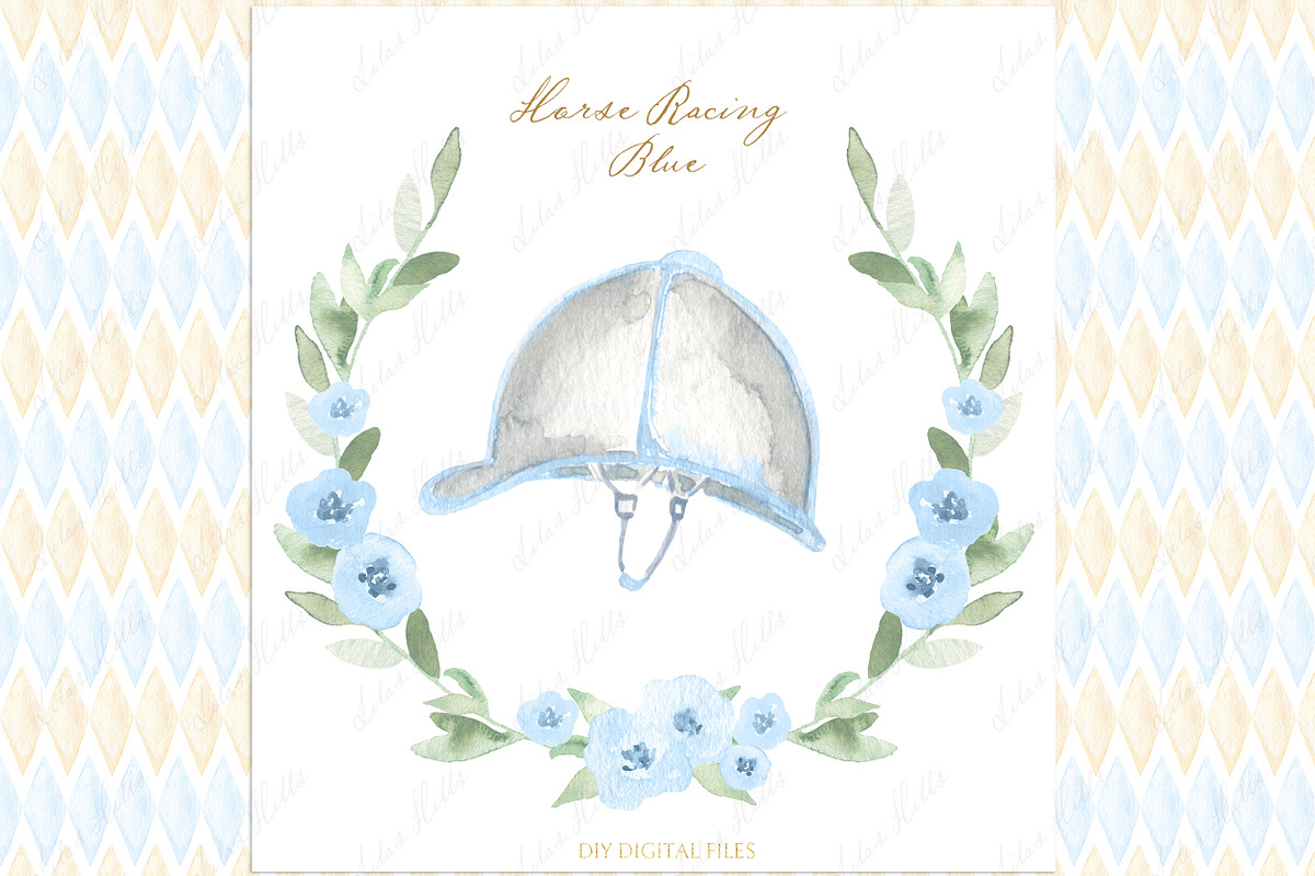Horse Racing Blue Kentucky Derby, an Illustration by LABFcreations (Photo 3 of 6)