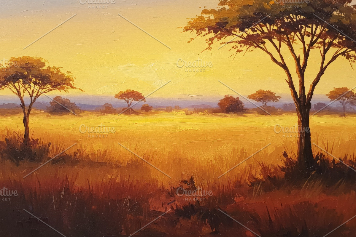 Impressionist sunset over the Africa, an Illustration by professorinc