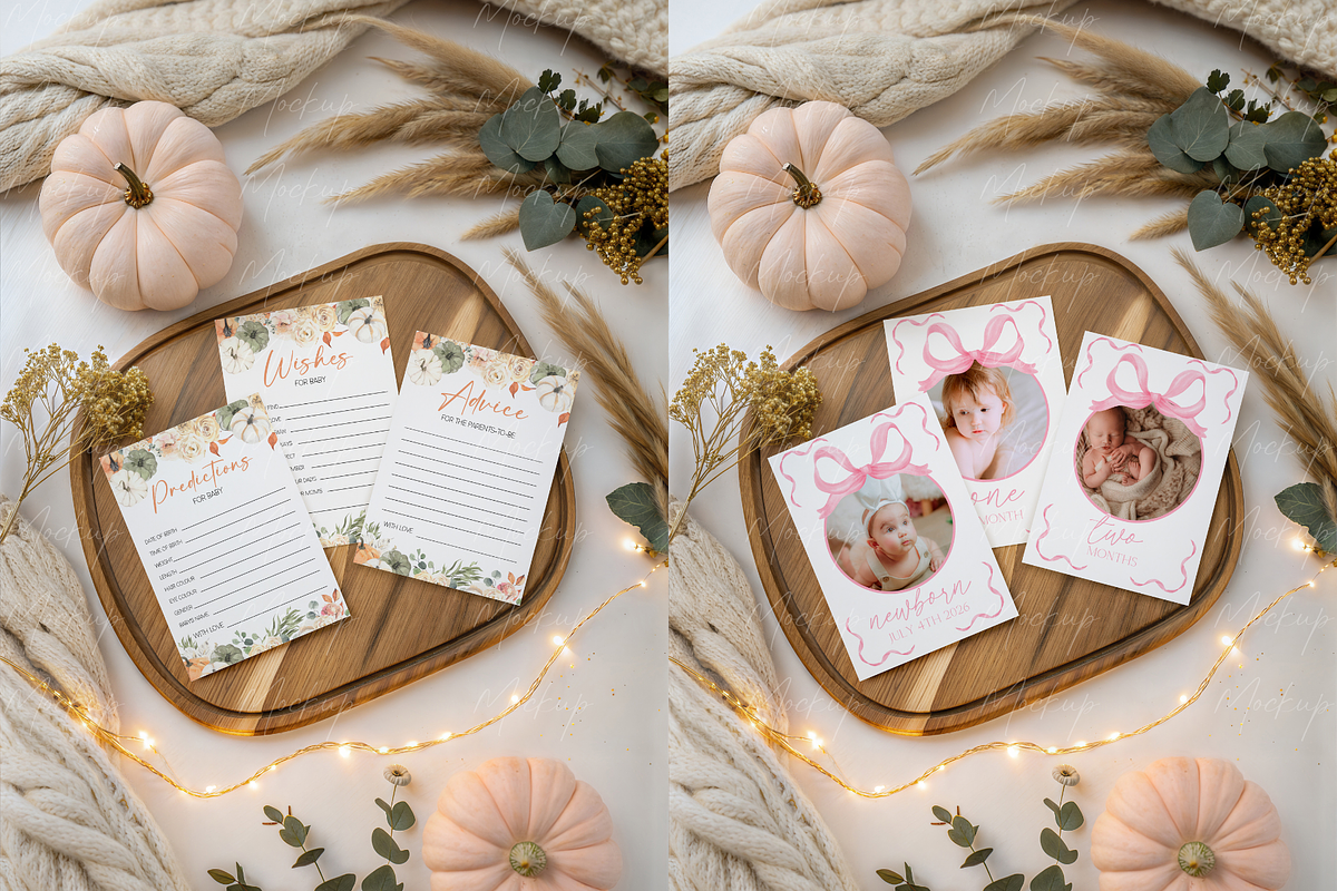 Autumn Mockup 3 Cards Pumpkin, a Product Mockup by TatiMockup (Photo 3 of 3)