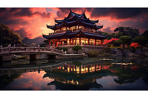 religion asia temple building ai, a Background Photo by pikepicture