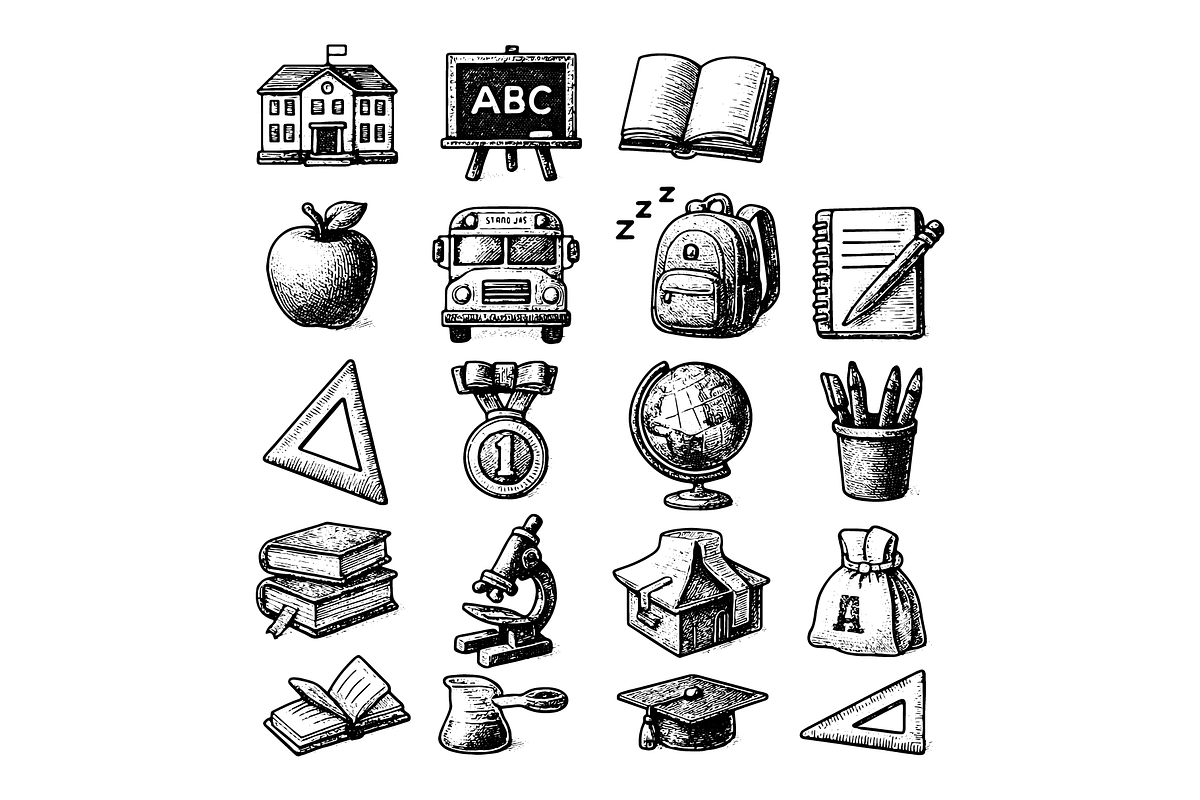 Education and School Icons Set, an Object Graphic by nikagraphic