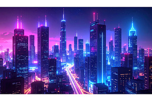 A glowing futuristic skyline, an Architecture Photo by Igor Tichonow