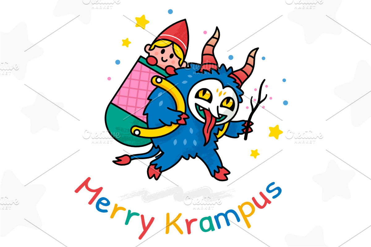 Merry Krampus Christmas Illustration, a Decorative Illustration by Manudesign